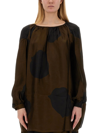 Uma Wang Tammy Abstract-print Blouse In Brown