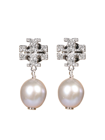 Tory Burch Kira Earrings With Pearl In Silver