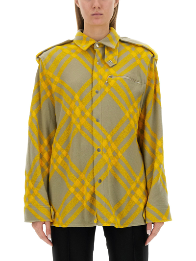 Burberry Shirt With Check Pattern In Yellow