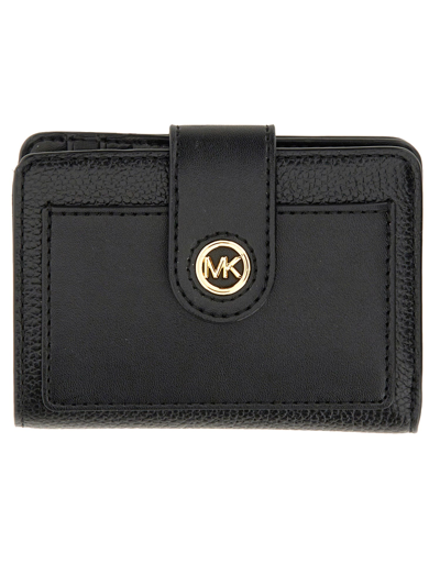 Michael Michael Kors Charm Small Pocket Compact Wallet In Black