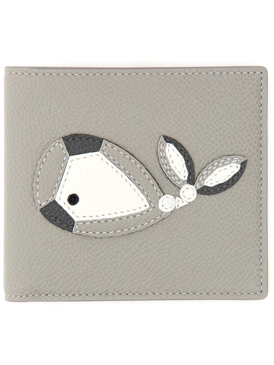 Thom Browne Wallet With Whale Application In Grey