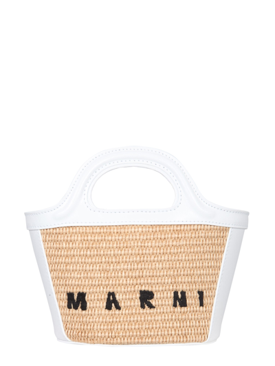 Marni Tropicalia Micro Tote Bag In White