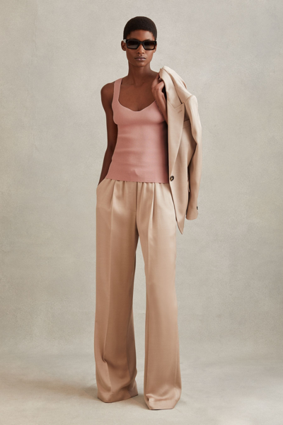 Reiss Blush Ribbed Sweetheart Neck Top