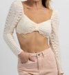 Bailey Rose Scallop + Lace Cropped Top In Cream In White