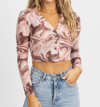 Bailey Rose Marbled Buttoned Collar Top In Mauve In Multi