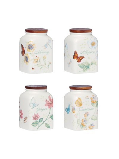 Lenox Butterfly Meadow Assorted Spice Jars, Set Of 4 In White