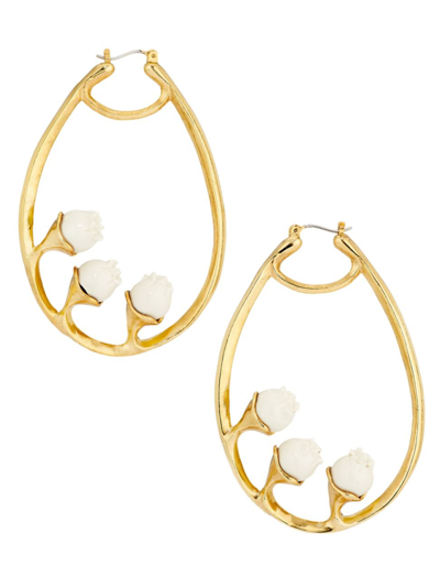 Oscar De La Renta Women's Goldtone & Resin Lily Of The Valley Hoop Earrings In Pearl