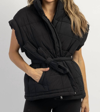 CRESCENT AVALON TIE QUILTED PUFFER VEST IN BLACK