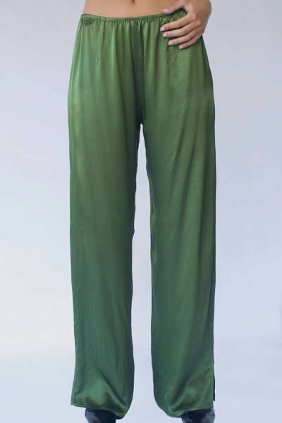 Starkx Silky 5" Side Slit Pant In Olive In Green
