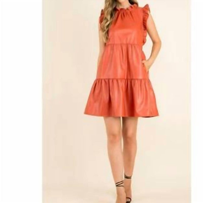 Thml Ruffle Sleeve Vegan Tiered Dress In Orange