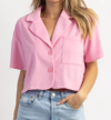 Blue Blush Oh Pool Boy Terrycloth Top In Pink In Pink