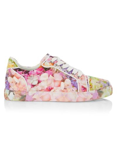 Christian Louboutin Vieira Orlato Silk Floral Low-top Sneakers In Red