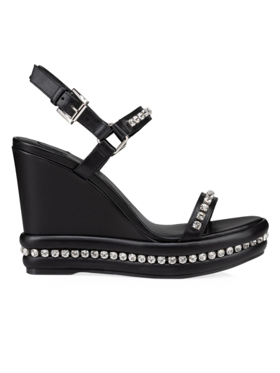 Christian Louboutin Pyraclou 110 Studded Leather Wedge Sandals In Black