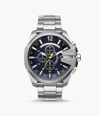 Diesel Men's Mega Chief Chronograph, Silver Stainless Steel Watch In Blue