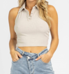 Bailey Rose Collared Halter Tank In Light Taupe In Multi