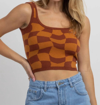 BAILEY ROSE CHECKERED KNIT CROP TANK IN RUST