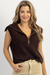 Crescent Mackenzie Collared Sweater Vest In Espresso In Brown