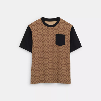 Coach Outlet Signature T-shirt In Organic Cotton In Brown