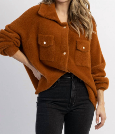 Bucketlist Frankie Soft Fur Shacket In Camel In Brown