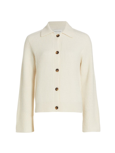 Loulou Studio Women's Sileta Cotton Rib-knit Button-front Cardigan In Ivory