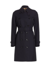 Burberry Women's Kensington Belted Double-breasted Trench Coat In Midnight