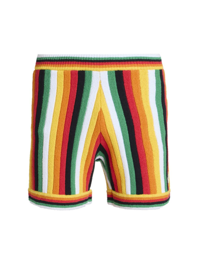 Casablanca Striped Towelling-textured Cotton-blend Shorts In Multi