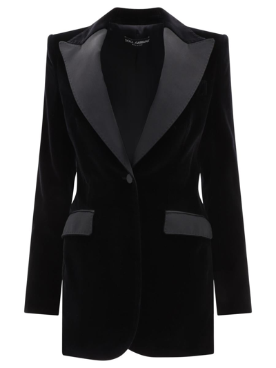 Dolce & Gabbana Velvet Single-breasted Turlington Tuxedo Jacket In Black
