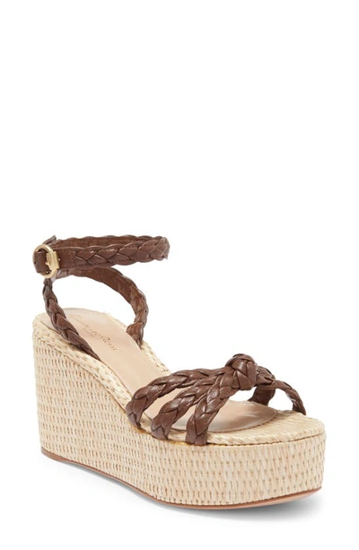 Gianvito Rossi Braided Espadrille Platform Wedge Sandal In Brown