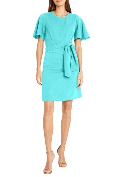 Donna Morgan Flutter Sleeve Waist Tie Dress In Ceramic