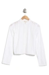 INDUSTRY REPUBLIC CLOTHING INDUSTRY REPUBLIC CLOTHING MANDARIN COLLAR EYELET EMBROIDERED BLOUSE