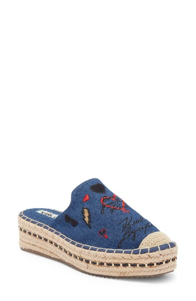 Karl Lagerfeld Devra Platform Mule In Blue