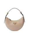 Prada Women's Arqué Leather Shoulder Bag In Beige