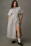 Exquise Tobie Button-front Pleated Midi Shirt Dress In Multicolor