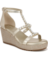 Naturalizer Serena Ankle Strap Espadrille Platform Wedge Sandal In Champagne Faux Leather