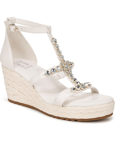 Naturalizer Serena Wedge Sandals In Warm White Faux Leather