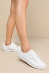 KEDS CENTER III WHITE LEATHER LACE-UP SNEAKERS