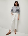 Veronica Beard Renzo Straight Crop Pants In Off-white With Gold Buttons