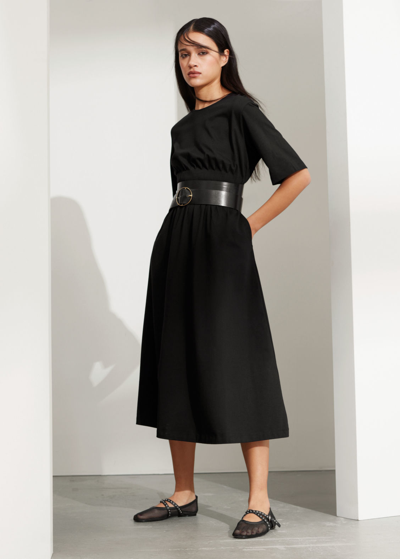 Other Stories Short-sleeve Midi Dress In Black