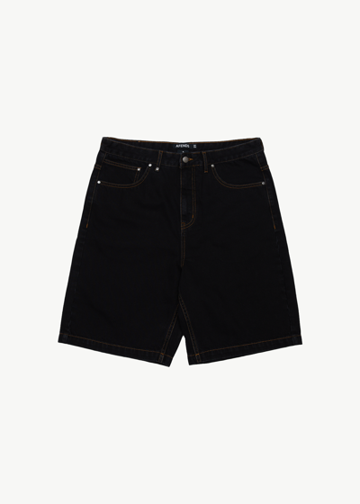 Afends Organic Denim Baggy Fit Short In Black