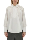 Patou Relaxed Fit Cotton Blouse With High Neck In White