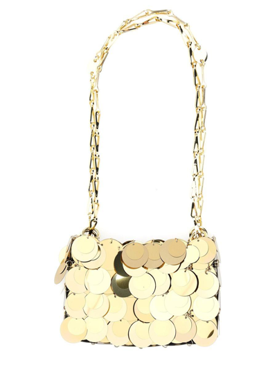 Rabanne Dwarf Sparkle Bag In Gold