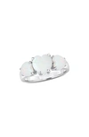 Delmar Sterling Silver Heart-shape Opal 3-stone Ring In Silver