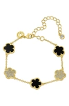 CZ BY KENNETH JAY LANE CZ CLOVER STATION CHAIN BRACELET