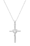 Queen Jewels Cz Cross Pendant Necklace In Silver