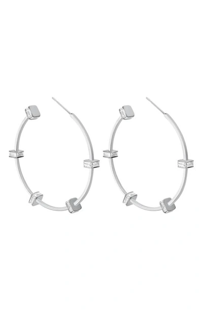 Liza Schwartz Bridget Cz Station Hoop Earrings In Silver
