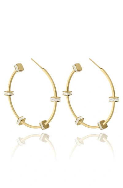 Liza Schwartz Bridget Cz Station Hoop Earrings In Gold