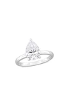 Delmar Sterling Silver Pear Cut Created Moissanite Engagement Ring In Silver