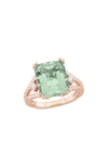 DELMAR DELMAR GREEN QUARTZ & WHITE TOPAZ STATEMENT RING