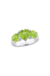 DELMAR DELMAR STERLING SILVER HEART CUT TRIO PERIDOT RING