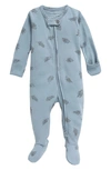 L'OVEDBABY FERN PRINT FITTED ONE-PIECE FOOTIE PAJAMAS